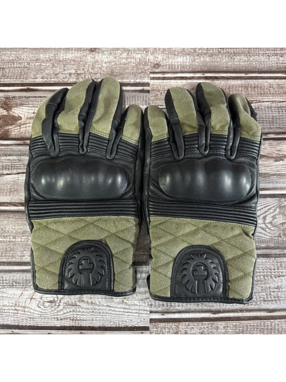 Belstaff Hampstead Motorbike Leather Gloves Black / Forest Green Size 2XL Moto